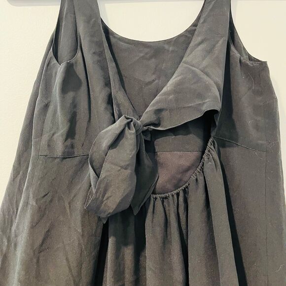 Madewell Look Out Bow Black 100% Silk Mini Dress size XS - Picture 3 of 5